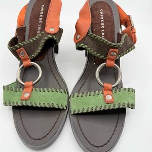 Chinese Laundry Orange and Green Sandals